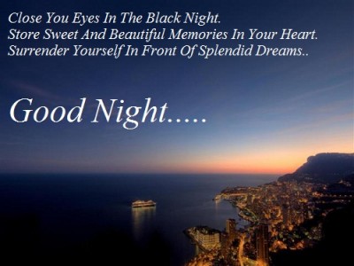 close your eyes in black night - inspirational goodnight quotes