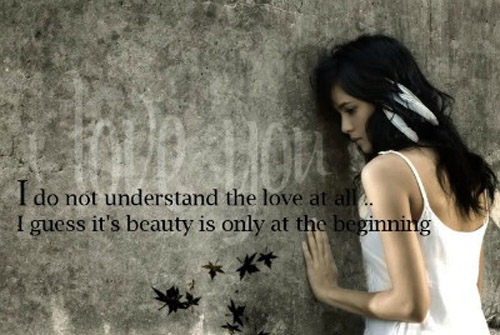 I dont understand the love at all I guess its beauty is only at the beginning - sad quotes on love